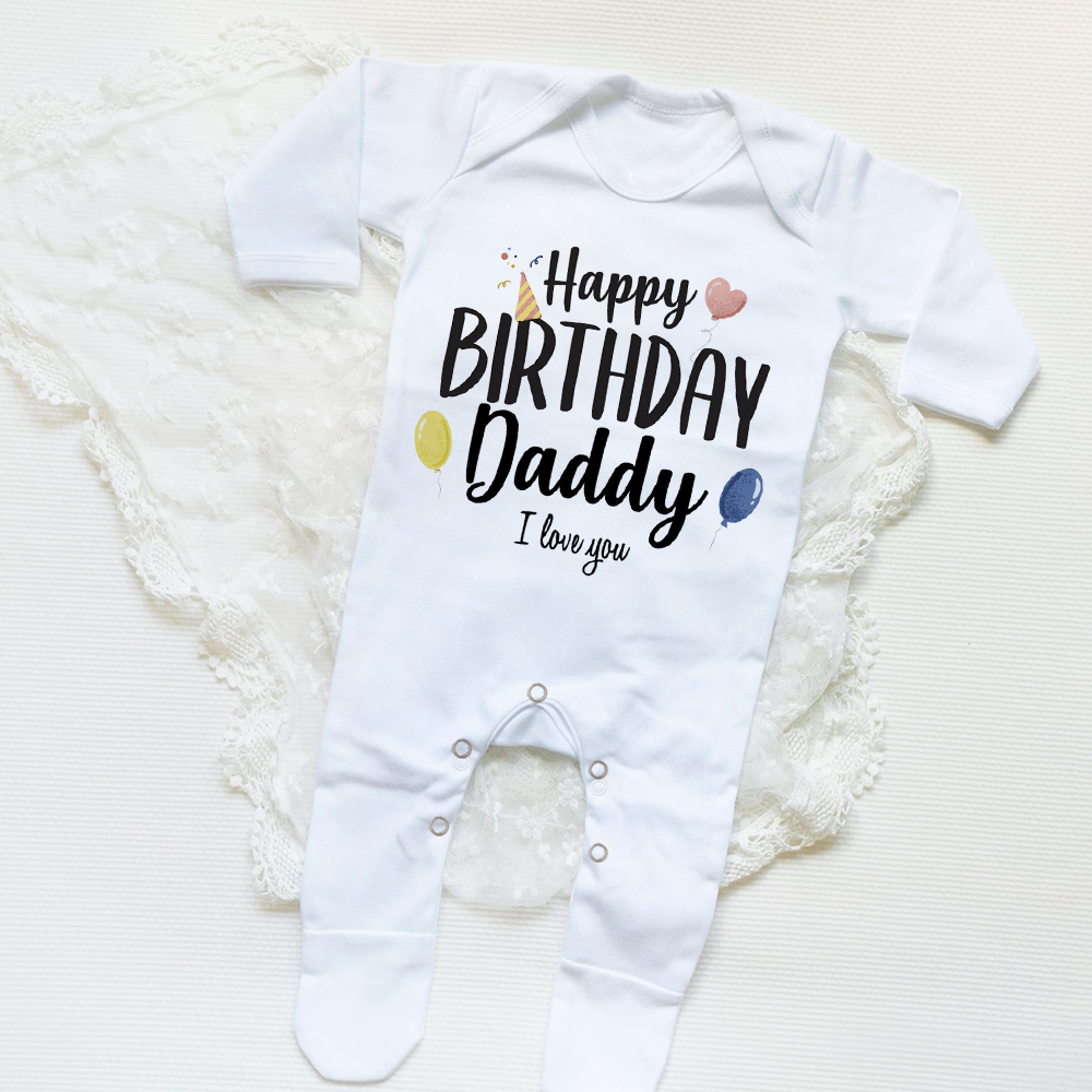 Babygrow-traje de dormir con estampado de feliz cumpleaños para papá, traje para bebé que viene a casa, de ducha para recién nacido, pijama infantil