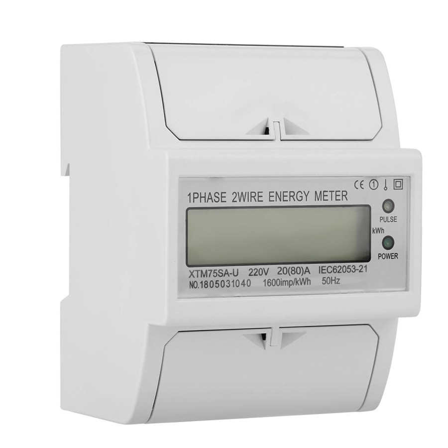 4p din-skena elmätare 220v digital 1 fas 2 tråd 4p din-rail elmätare elektronisk kwh-mätare