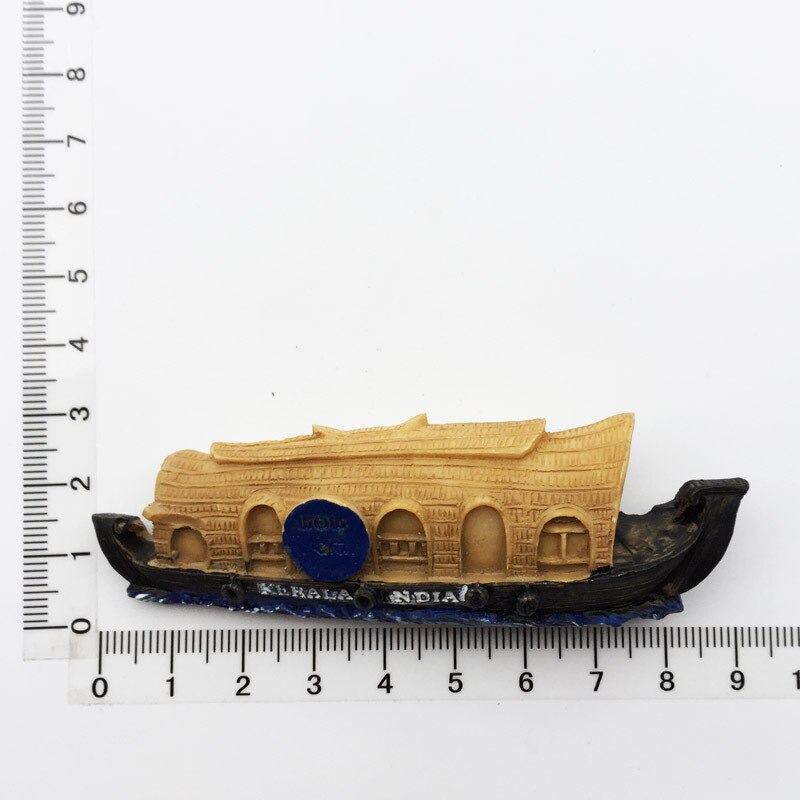 India Travel Souvenir Fridge Magnets Resin Delhi Stupa Taj Mahal Saree Magnetic Refrigerator Stickers Souvenir Crafts: Kerala Bangmi Boat