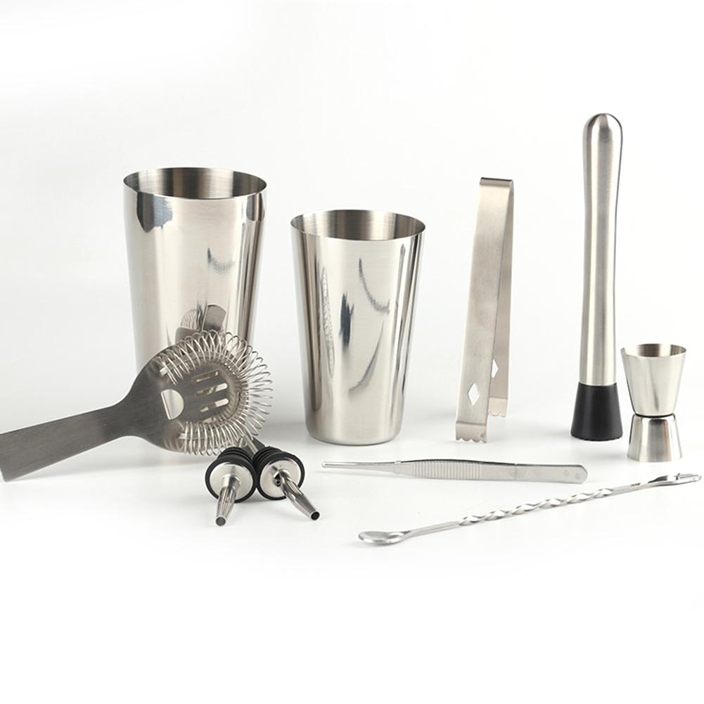 12pcs Cocktail Shaker Bartender Kit with Stylish Wooden Stand 800ML Stainless Steel for Home Bar Party