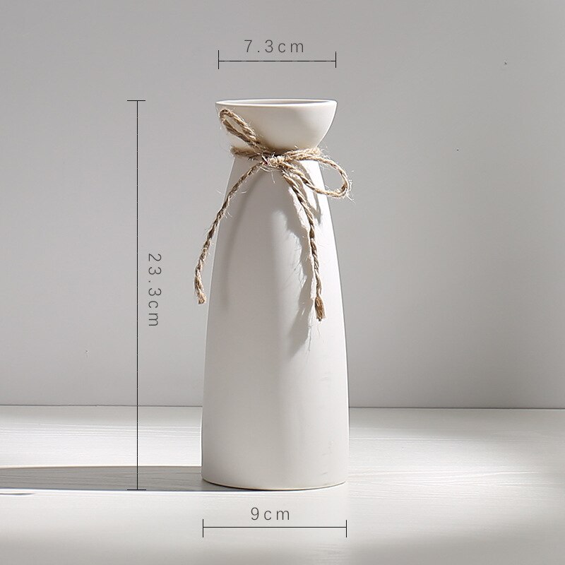 Ceramic Dried Flower Vase Small Fresh Flower Inserted Modern White Table Living Room Home Decoration Ornaments: C