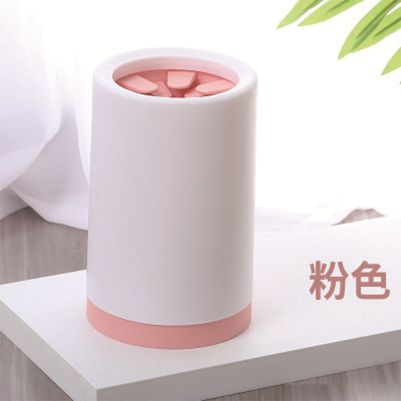 Taza limpiadora de pies para mascotas, taza suave de silicona para pies, cubo para limpieza de pies de gato, limpiador de patas de perro, limpiador Manual de pies rápido, 1 Uds.: L / Rosa