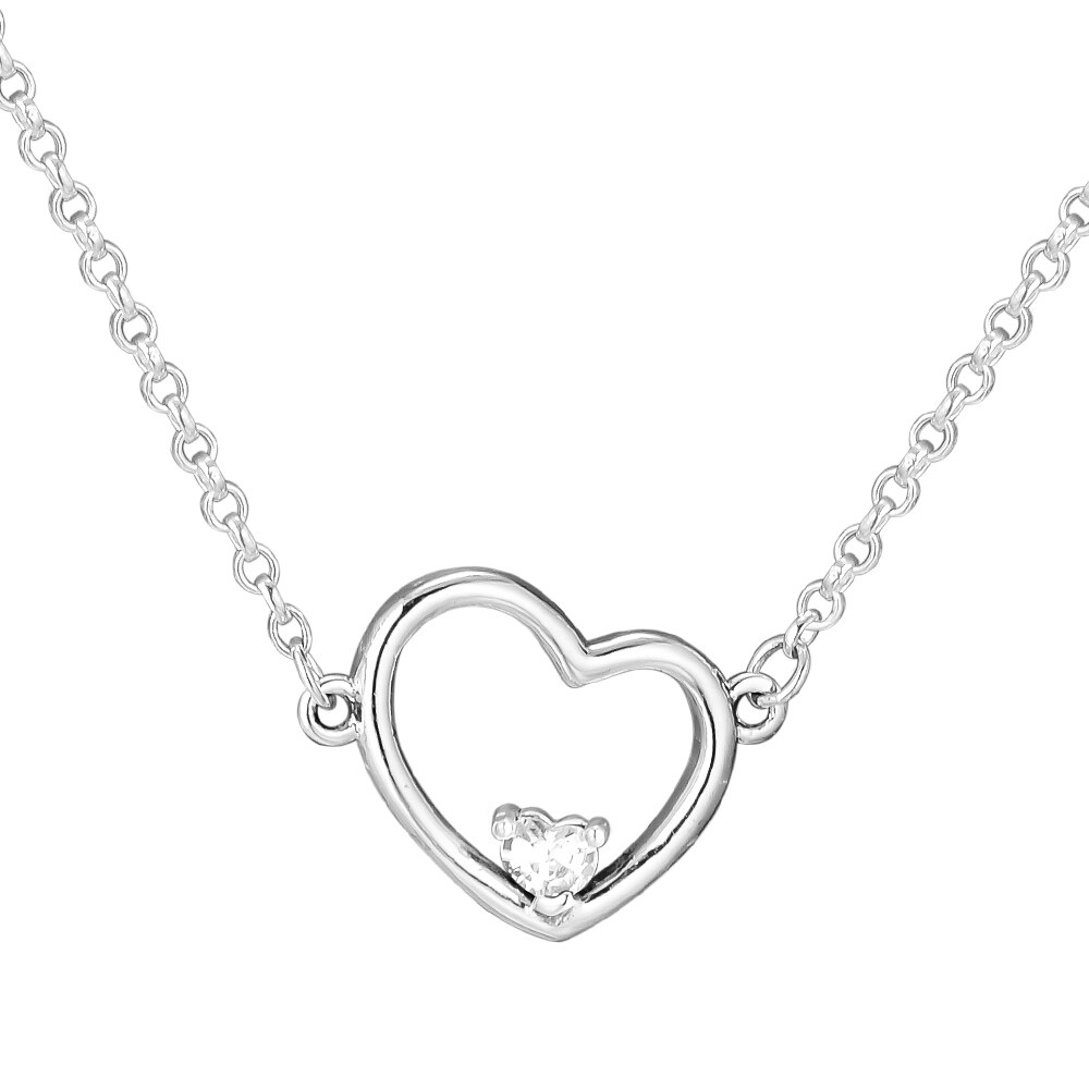 Asymmetrische herz-halskette 100% 925 sterlingsilber