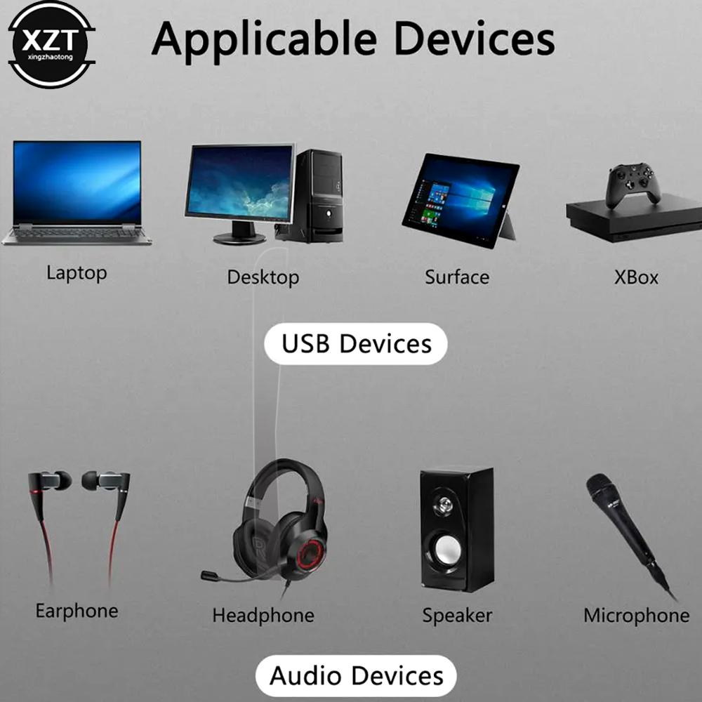 External Usb To 3.5mm Mic Headphone Jack Stereo Headset 3d Sound Card Audio Adapter Speaker Interface For Laptop