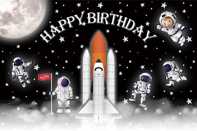 Boy Birthday Party Backdrops Decoration Solar System Poster Space Party Banner Astronaut Birthday Favor Blue Poster 120cm x 80cm: 5