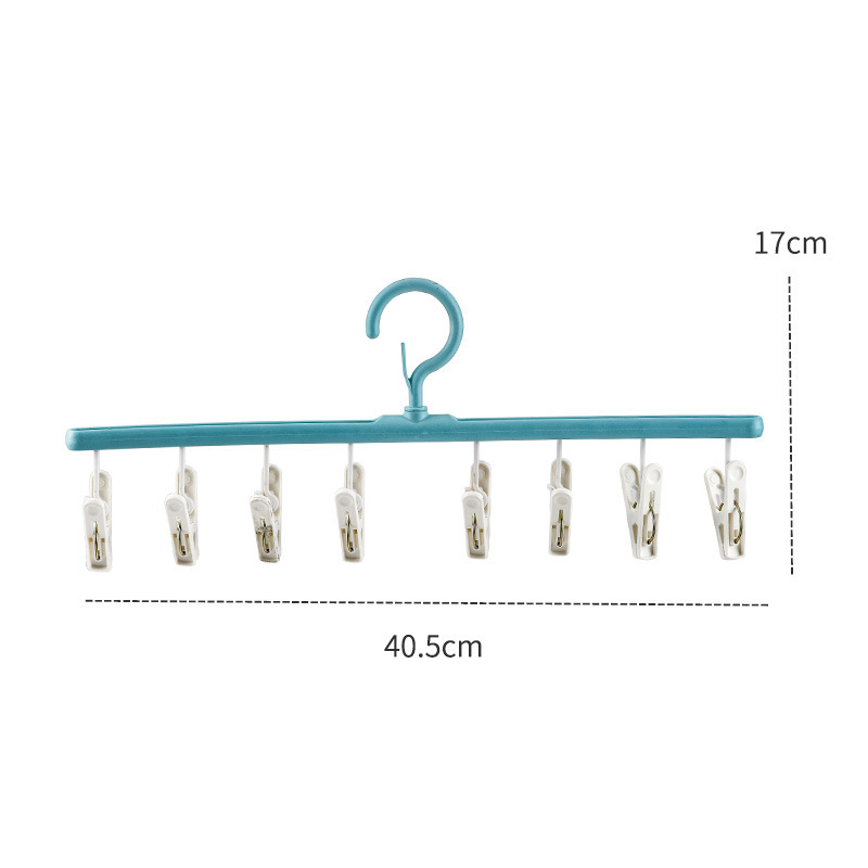 8Pegs Plastic Clothes Drying Hanger Windproof Clothing Rack 8 Clips Sock Laundry Airer Hanger Underwear Socks Holder: Blue