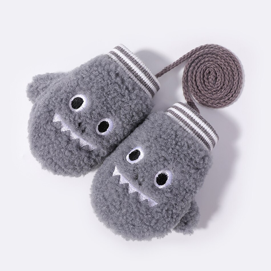 Bébé hiver doux lapin fourrure tricot moufles enfants retourner demi doigt conduite gants en peluche épais mignon chat gants femme 17CM: K
