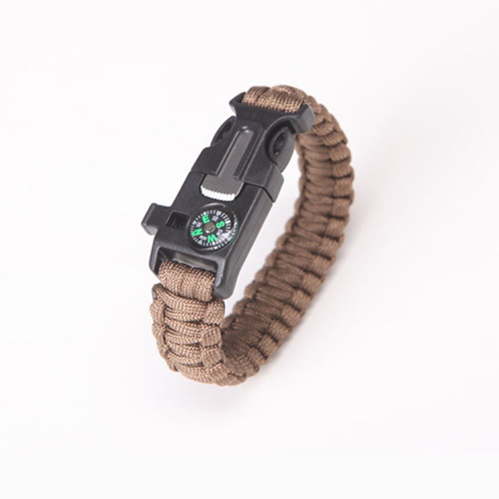 High-Jump Functional Emergency Paracord Bracelet Outdoor Survival Parachute Tool Scraper Whistle Buckle Paracord Wristband: Kahki