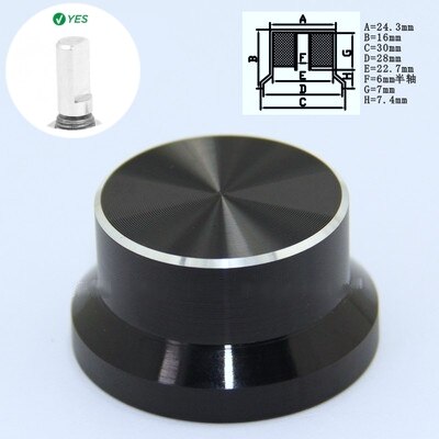 1 pcs 6mm Shaft Hole Aluminum Alloy Potentiometer Knob Black: MULTI
