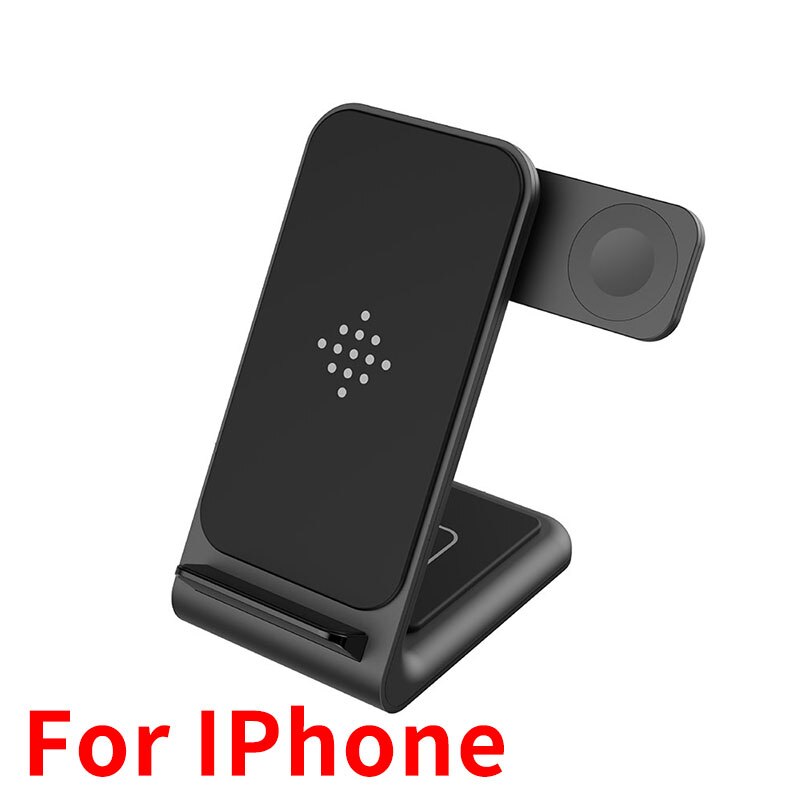 15W Draadloze Oplader 3 In 1 Snel Opladen Voor Iphone 12 11 Pro Xs Samsung S10 Draadloze Oplader Dock station Voor Airpods Iwatch 6: Black
