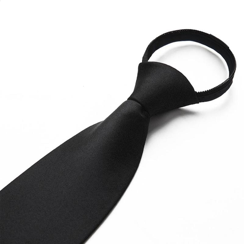 Sort klips på mænd slips sikkerhedsslips til mænd kvinder unisex slips tøj slips begravelse dørmand steward sort slips mat sort  g2 e 5