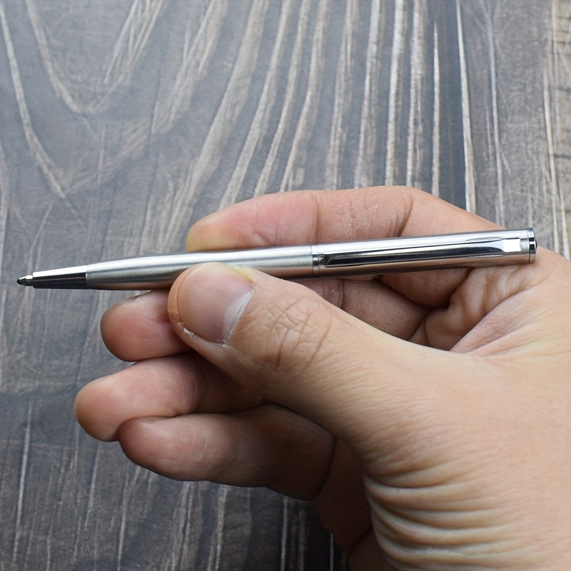 Fickkulspetspenna i rostfritt stål med 0.7mm svarta blå bläckpåfyllningar, bärbar mini-kulspetspenna i metall, brevpapper, kontorsmaterial, skolmaterial