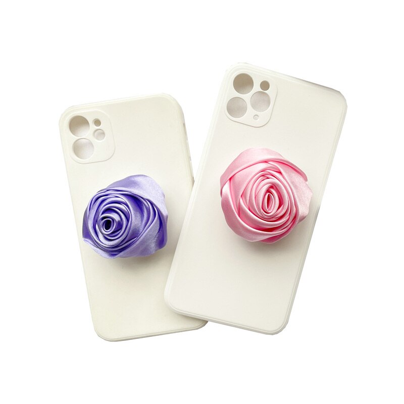 INS Satin Rose Phone Stand Flowers Foldable Phone Grip Support IPhone Samsung Xiaomi Phone Accessories