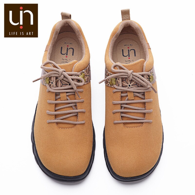 Uin quebec -serien höst/vinterskor för kvinnor/män mikrofiber mocka sneakers breda fötter utomhus casual casual skor lätt: Brun / 42