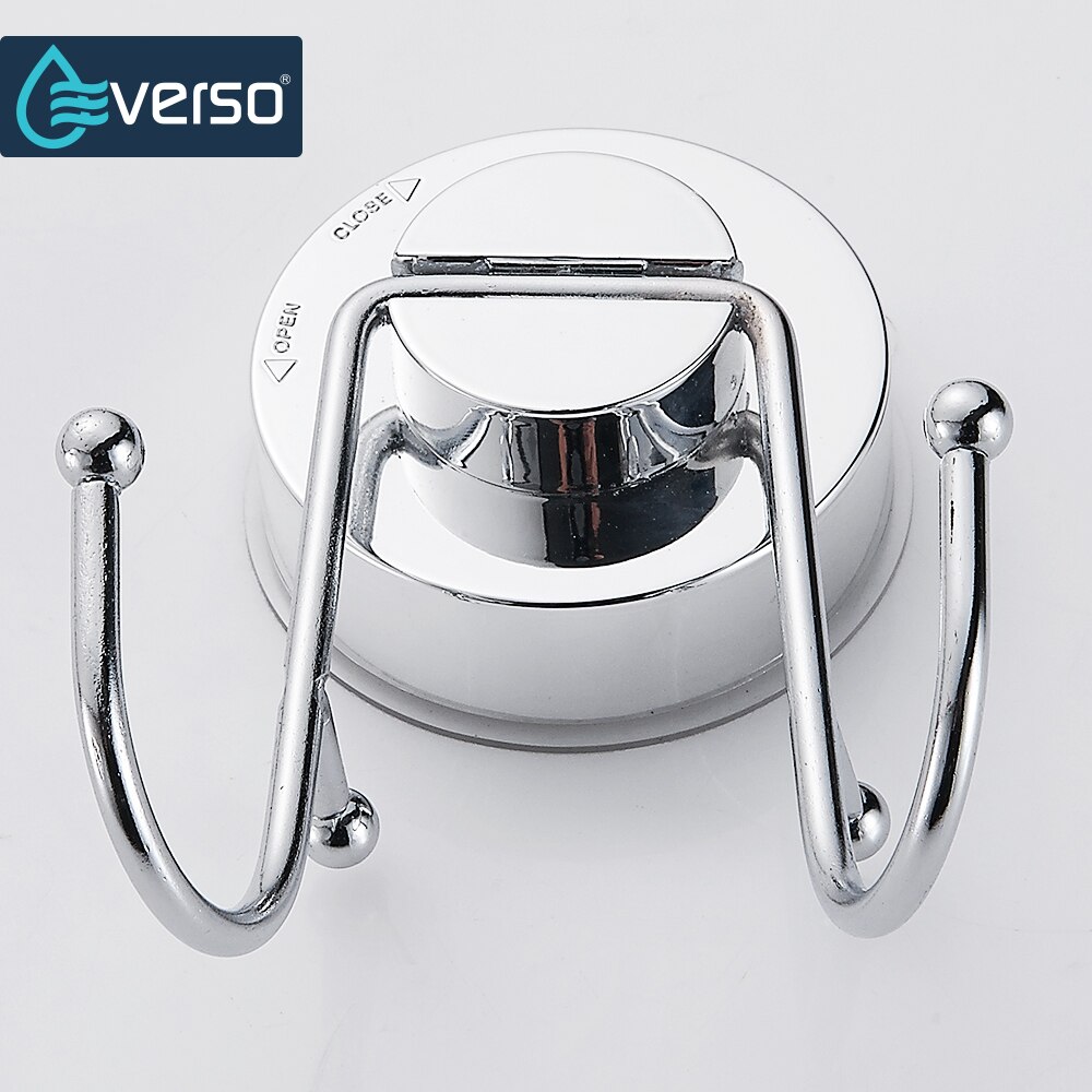 Everso Roestvrij Staal Verwijderbare Vacuüm Zuignap Swivel Dubbele Muur Haak Badkamer Keuken Houder Hanger Voor Handdoek Gewaad