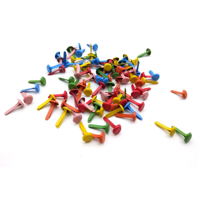 FISHWAVES 100 sztuk mieszać kolorów 6.5mm Brads dla Diy ręcznie robiony album na zdjęcia dekoracje zdobienie Scrapbooking Brads okrągłe metalowe ćwieki