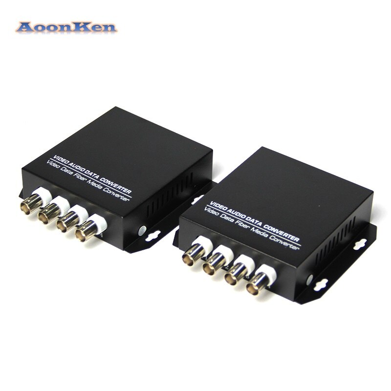 1 Pair Fiber Transceiver 4 Channels Pure Video Single Mode Single Fiber 4-way Video Optical Transceiver Optical Converter 20Km
