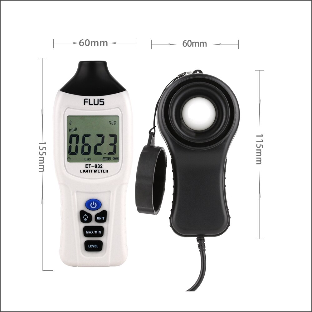 FLUS Digital Light Luxmeter Meter Temperature 0-400K Lux Mini Illuminometer Luminometer Photometer Lux/FC Tester Light Meter
