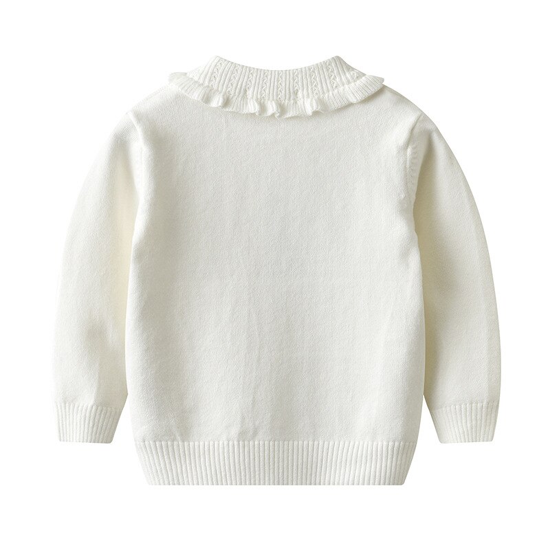 Herfst- en winterbabymeisjestrui met lange mouwen, katoenen gebreide kleding, kinderwild ronde hals, onderkant shirt