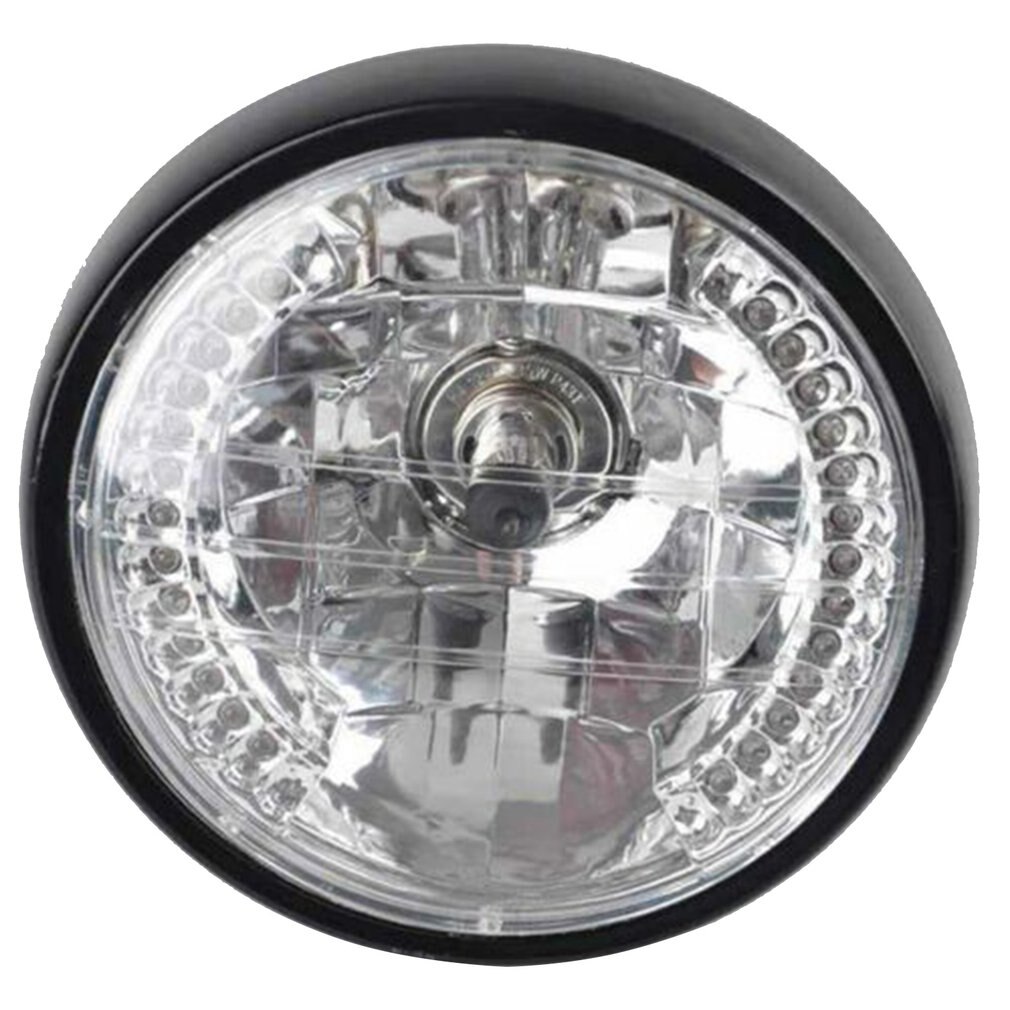 Motorcycle Modified Retro Headlights 7 Inch Angel Ring Headlights Far Near Light Steering Function Headlights