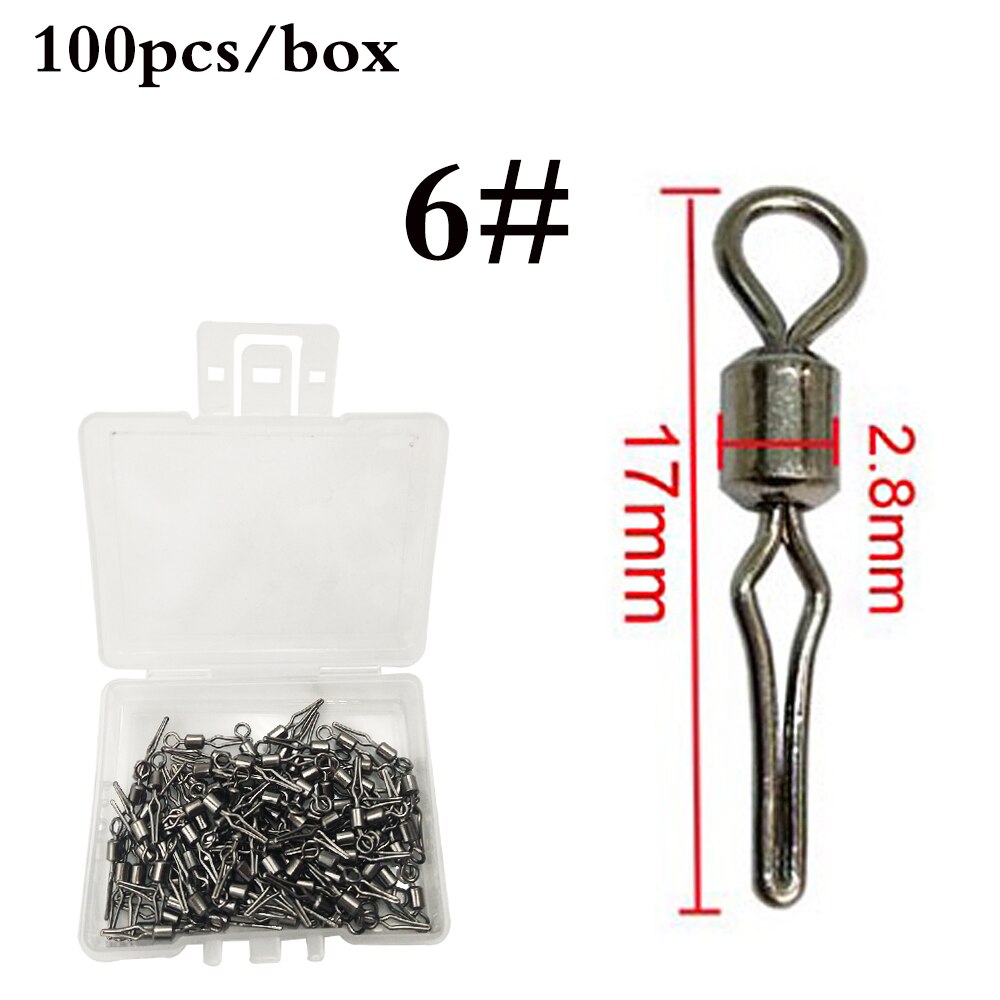 100pcs/box Swivel side line clip fishing tackle fishhooks and crap fishing connector fishing swivels with snap Accessorries: 06