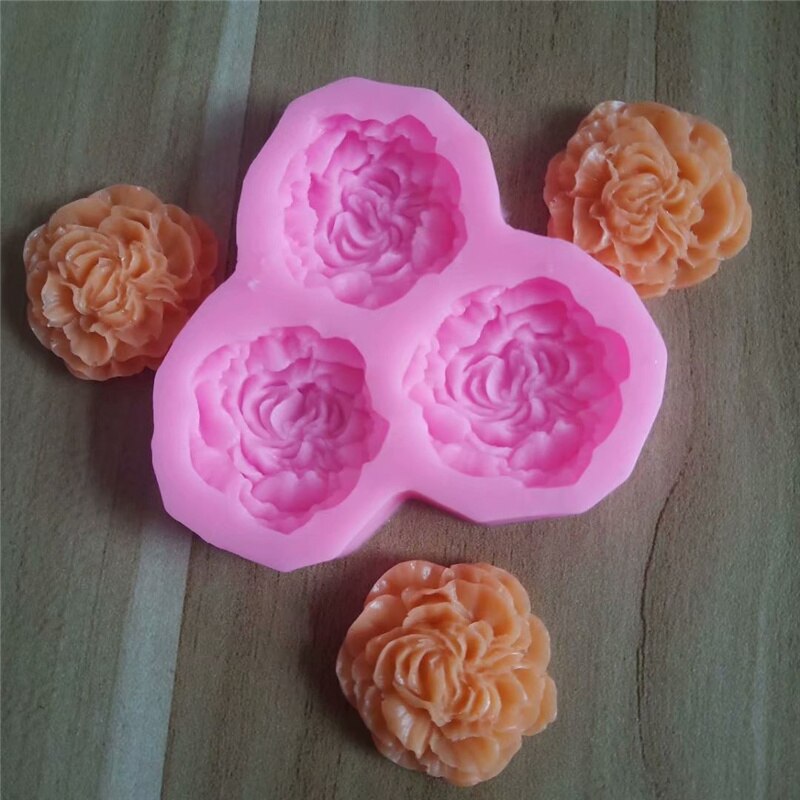 Pioen Bloem Siliconen Mallen Bruiloft Cupcake Topper Fondant Cake Decorating Gereedschap Soap Hars Klei Chocolade Gumpaste Mallen