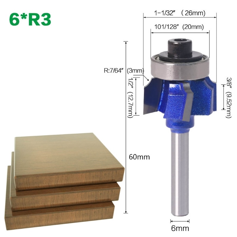 6mm Schacht Router Bit R1/R2/R3 4 Tanden Rand Trim... – Vicedeal