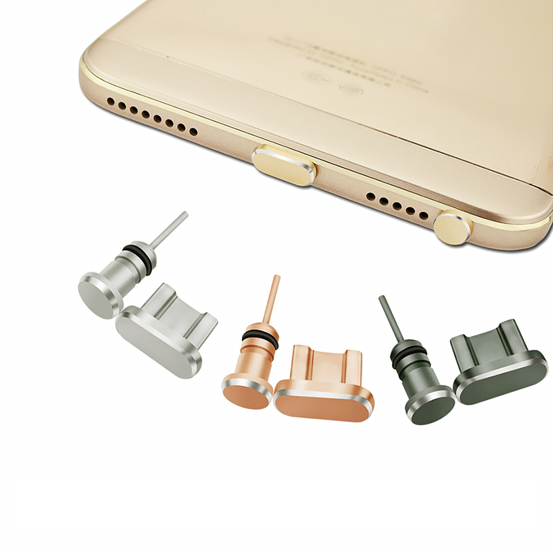 Metalen Micro Usb-poort Opladen + Oortelefoon Poort Stof Plug Android Mobiele Telefoon 3.5mm Headset Stopper Halen Kaart Pin