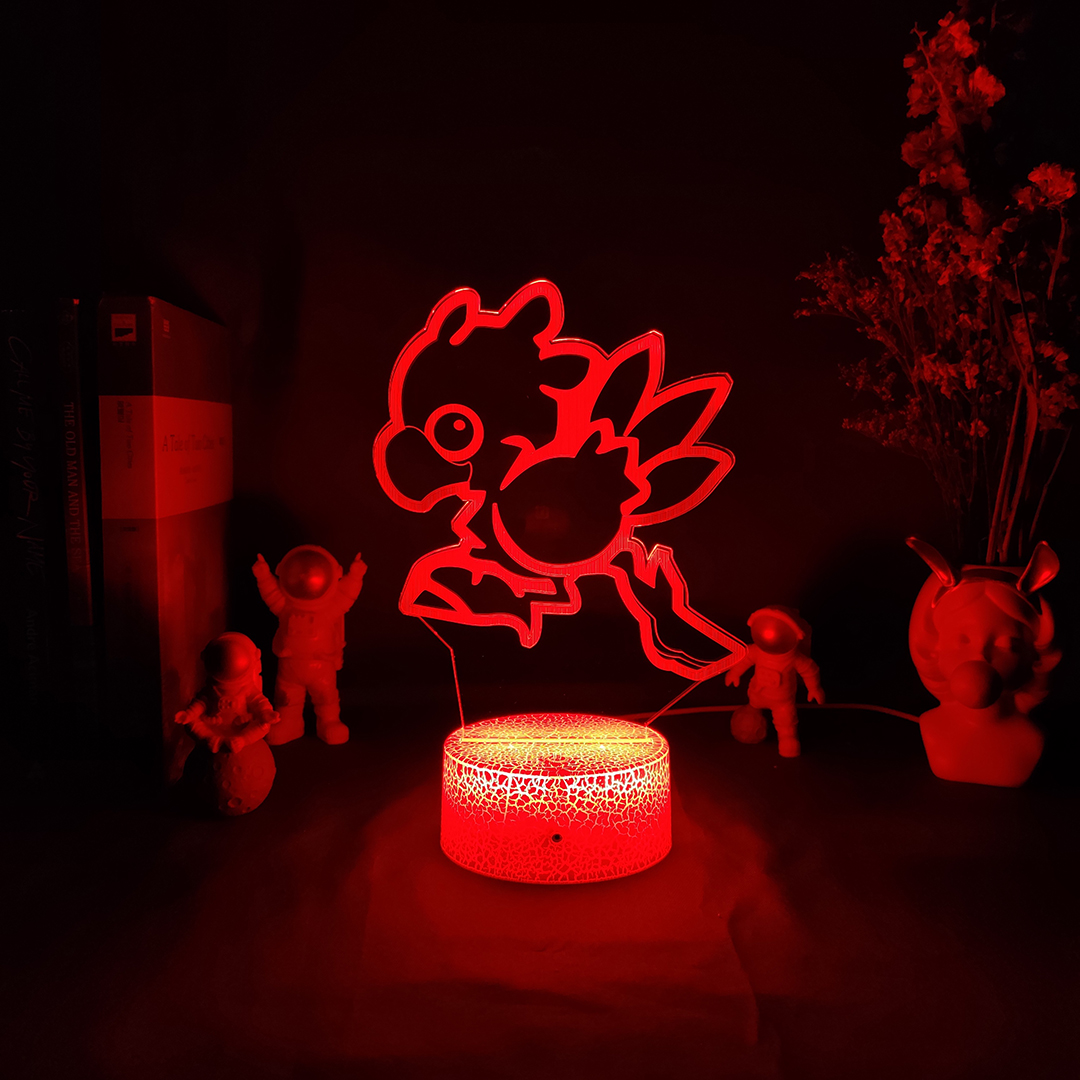 Chocobo in Final Fantasy Game Character 3D LED Nightlight RGB Flashing USB Powered Desk Lamp PC Room Decoration Children's: Yellow / changeable