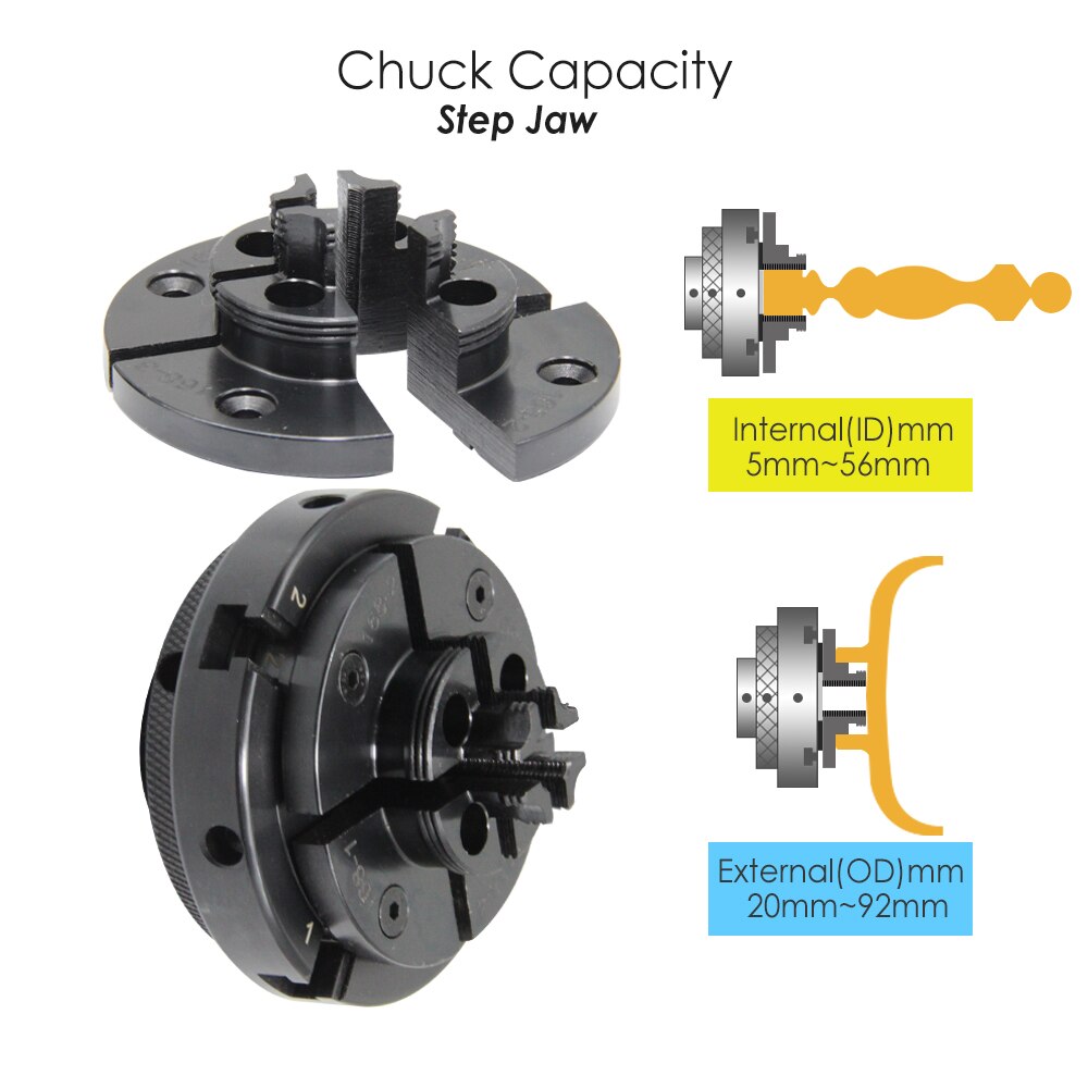 Wood Lathe Chuck Step Round Pin Jaw Set Self Centering Parts Woodturning Accessories for TASP MWLC100C