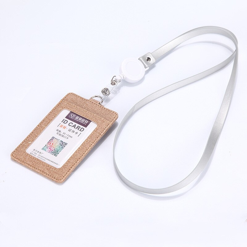 Work Badge Business Card Holder Men Women Worker with Rope Retractable PU Leather Employee Name ID Card Case Lanyard: Retractable pu rope6