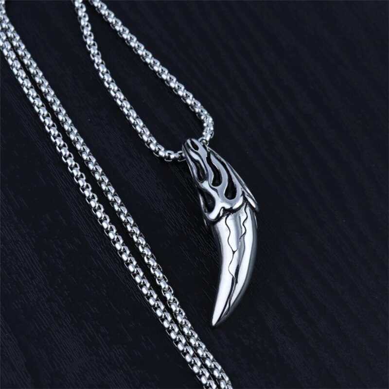 Punk Brave Men Wolf Tooth Pendant Necklaces Women Jewelry Amulet Pendant Chain