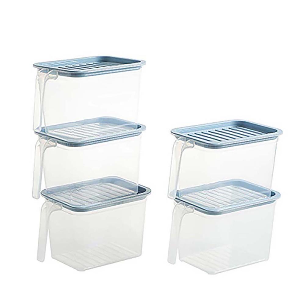 5 Stks/set Keuken Opslag Containers Plastic Voedsel Opslag Container Clear Rijst Doos Koelkast Organisator Thee Bean Grain Case: 5pcs Blue S