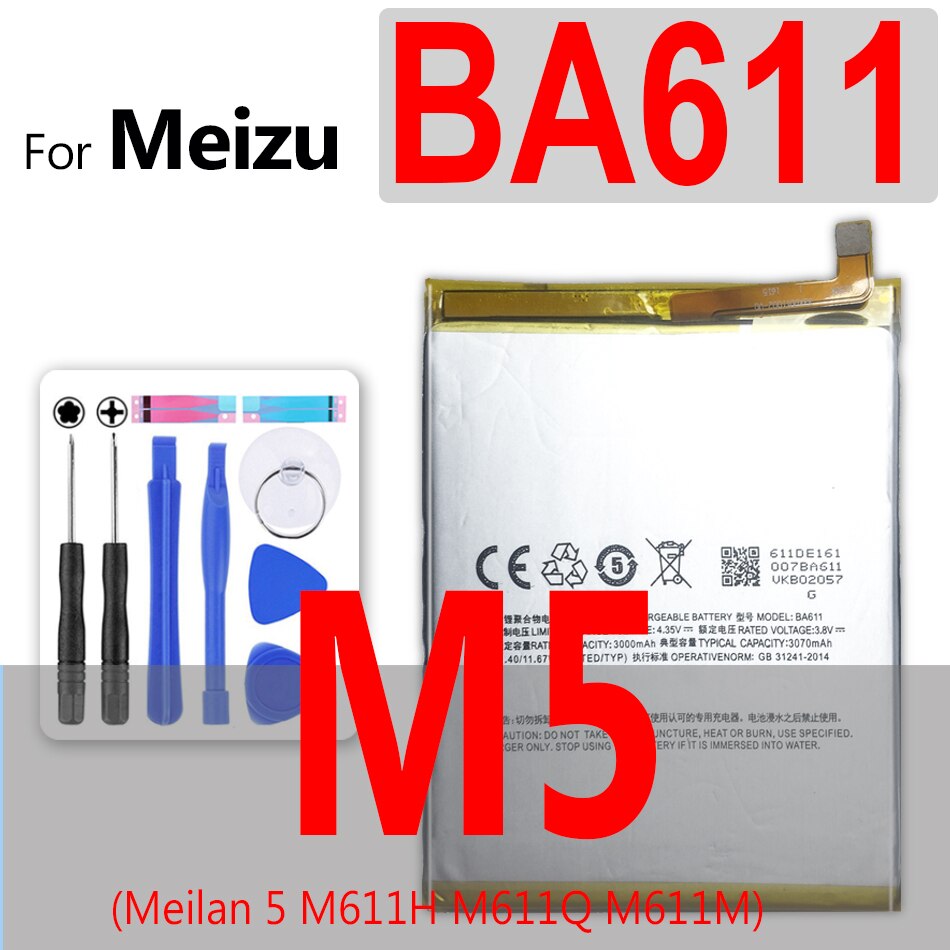 Batería Para Meizu M3 M5 M6 Note 5, BT61 L681H L681Q L681M M681H M681Q M681M, para Meizu M1 M2 M3 M3S M5S M5C mini: BA611