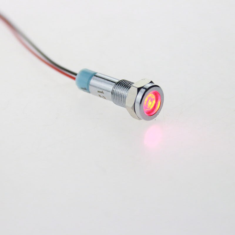 1 stk metal blinklys 6 mm metal lys advarsel køretøj lampe 6v.12v.24v.36v.48 v 110v.220v: 12v røde