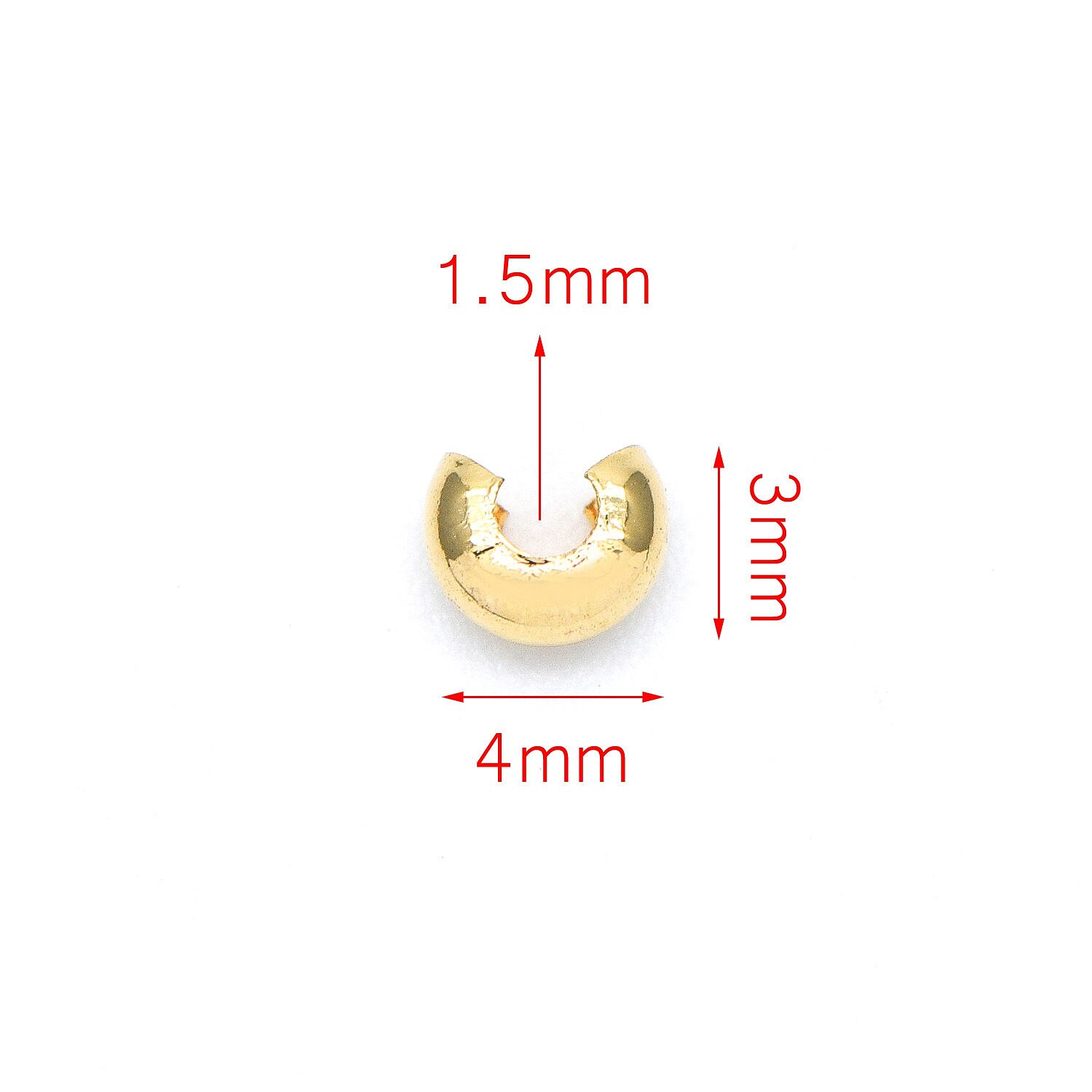 20pcs Gold Crimp Beads Covers, 18K Gold plated Brass, Conceal Crimp Ends 4/ 5/ 6mm (GB-637): 4mm