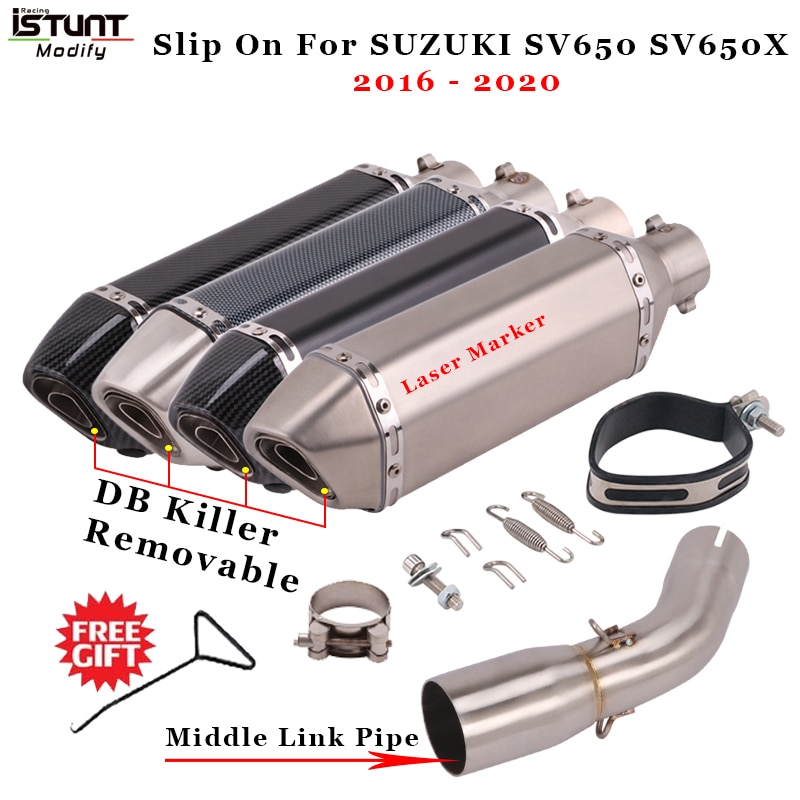 Voor Suzuki Sv 650 SV650X SV650 Motorfiets Uitlaatpijp Escape Midden Link Pijp Uitlaat Db killer