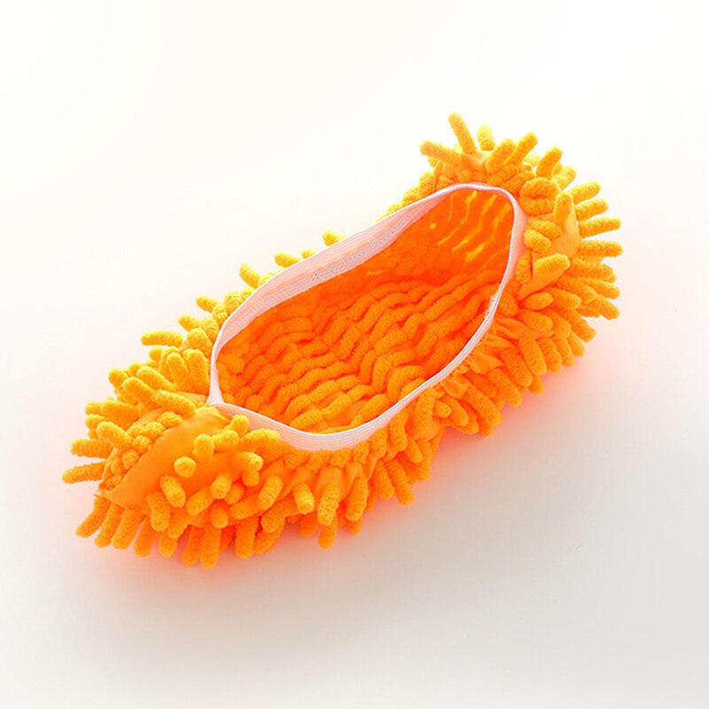 Chenille Dust Mop Slippers Foot Socks Caps Floor Cleaning Lazy Shoe Dust Hair Cleaner For Utensils Accessories Towel Microfiber: Orange / 4 piece
