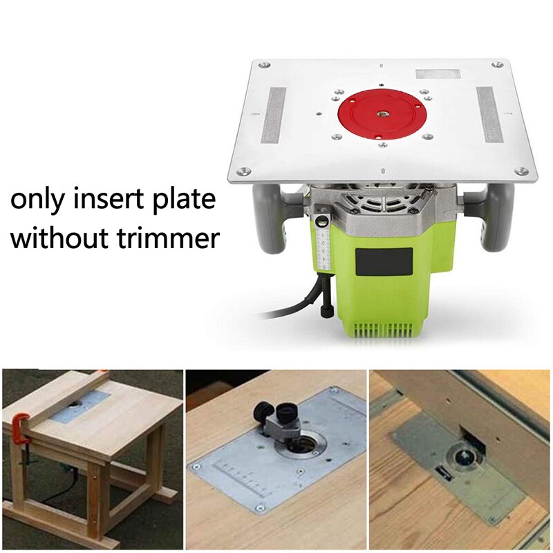 Electric Wood Milling Trimming Machine Flip Plate Guide Table Aluminum Router Table Insert Plate With 4 Bushing For Work