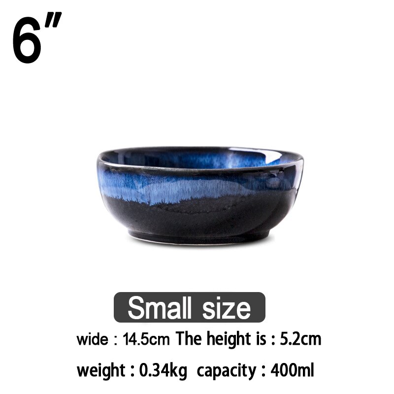 2400ml Super big salad bowl ceramic blue porcelain dropping bowl tableware deep bowl deep blue big capacity bowl: 6inch