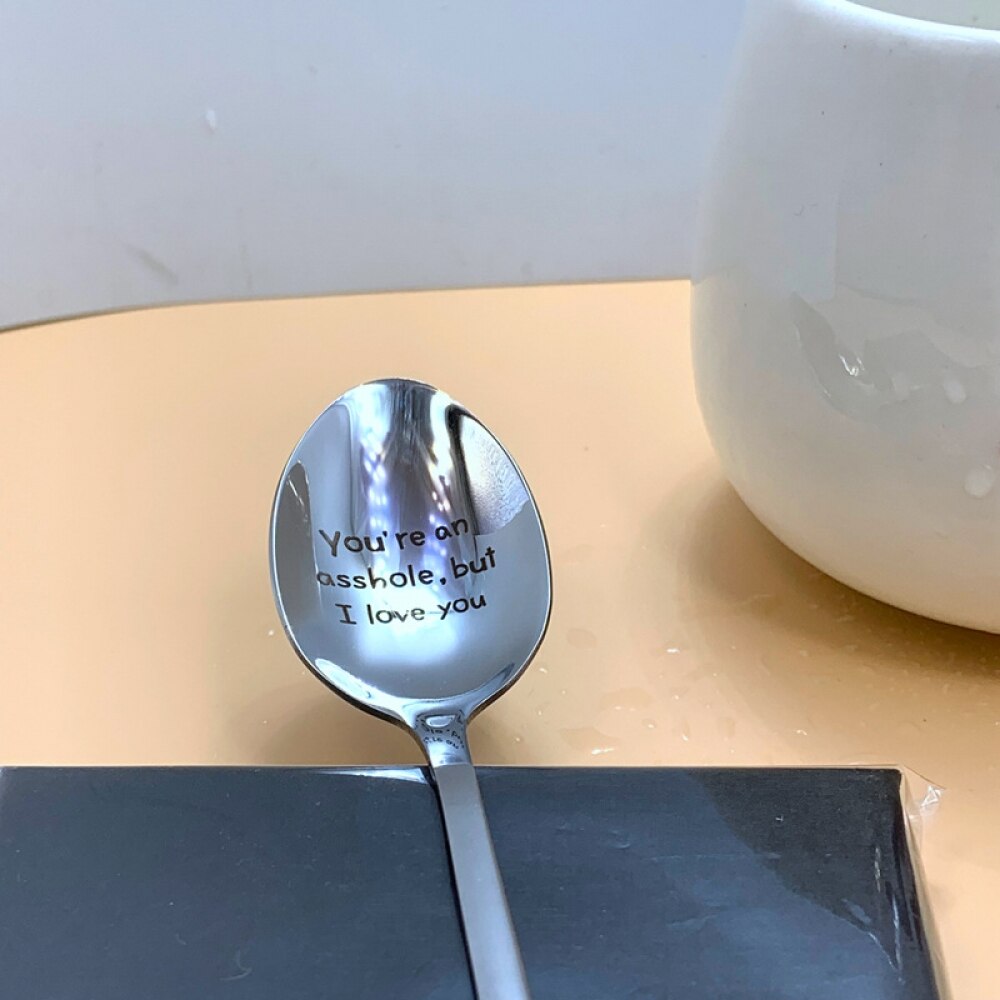 Schriftzug Gravur Kaffee Löffel Langen Griff Kaffee Eis Geschirr Valentinstag Nachtisch Löffel Neue Jahr Haushalt Teelöffel