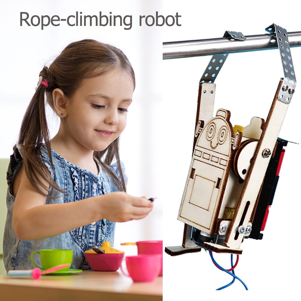 DIY Electric Robot Rope Climbing Kids Science Discovery Toys STEM Education Physics Experiment Kit School Project Art Craft Toy