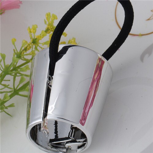 coletero elástico estilo Punk, accesorios para el cabello, banda para el pelo, anillo de pelo redondo Retro Vintage para mujer, Scrunchy con caja: silver