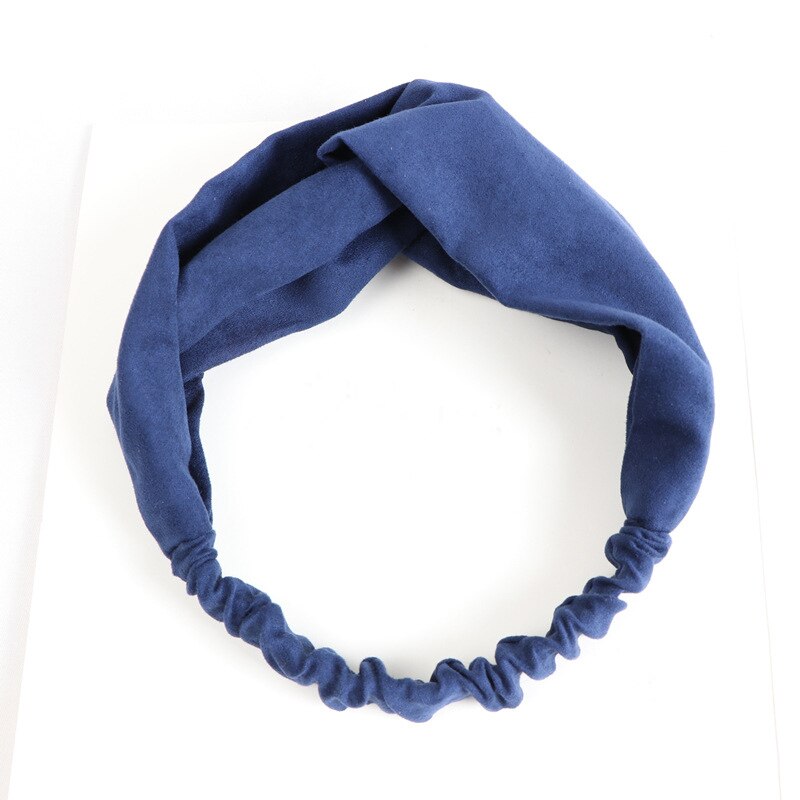 1Pc rétro croix Turban bandeau Bandana chapeaux accessoires de cheveux bandeaux bandeau solide bandeaux pour femmes filles: Blue