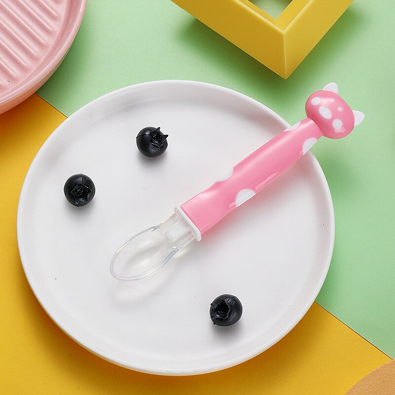 SMGSLIB – cuillère en Silicone sans BPA pour bébé, vaisselle pour enfants, alimentation solide: pink
