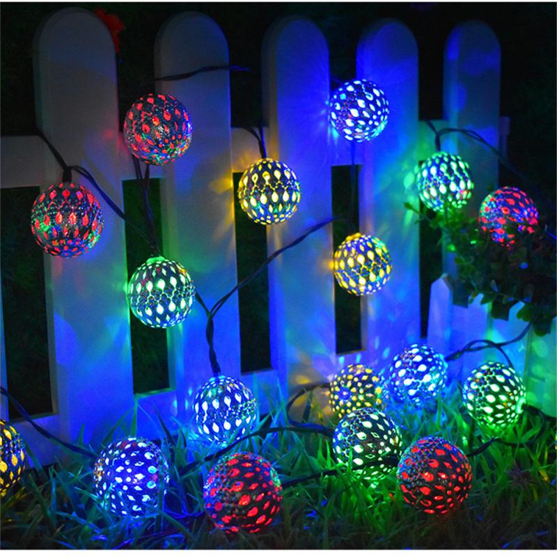 20/30/50 Led Batterij Ronde Bal Licht Outdoor Tuin Decoratie Kleur String Light Marokko Bal Solar Light String Verlichting