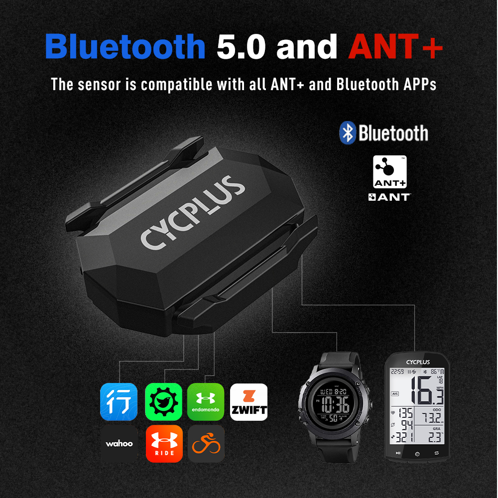 CYCPLUS C3 Kadensnopeus Dual Sensor - Vedenpitävä Bluetooth 4.0 ANT+ Polkupyörän Nopeusmittari Polkupyörätietokoneisiin