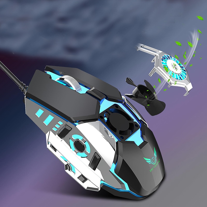 SeenDa Profession Wired Gaming Mouse RGB 7 Buttons 6400 DPI USB Computer Mouse Gamer Mice with Cooling Fan Gaming Mouse