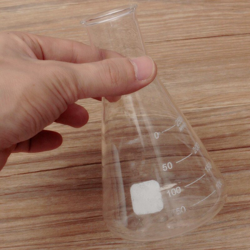 250ml Transparent Lab Conical Flask Glass Scientific Glass Erlenmeyer Flask Safe Glassware Laboratory School Research Supply