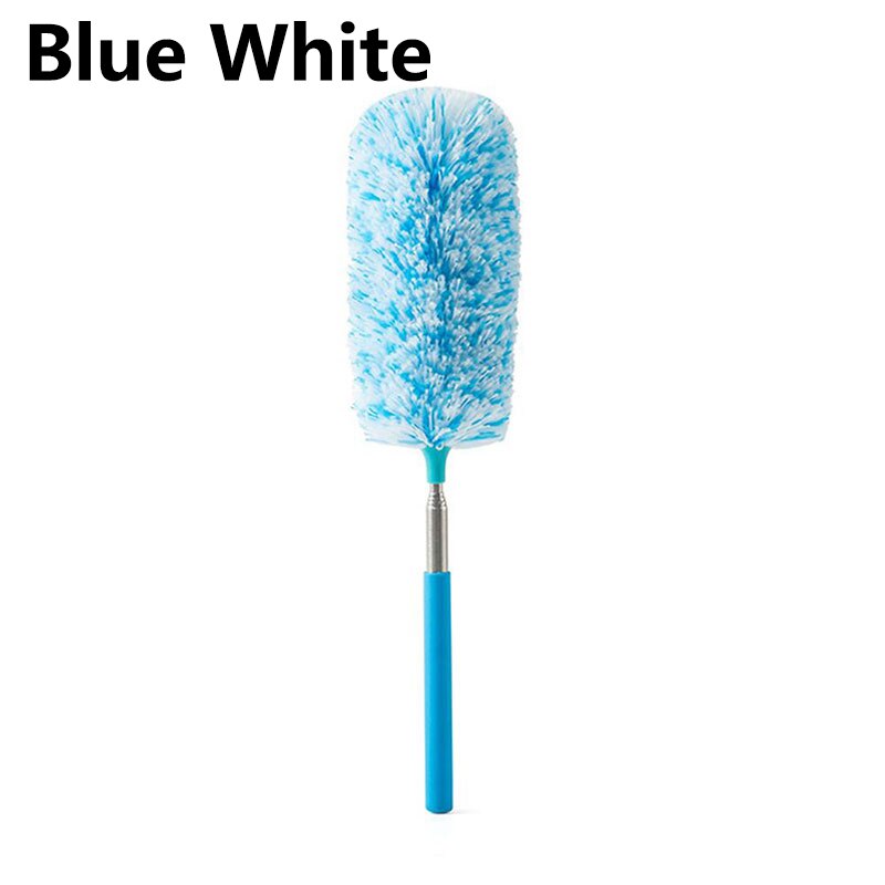 Retractable dusting duster Microfiber dust sweeping retractable feather duster Cleaning sweeping duster: Blue White